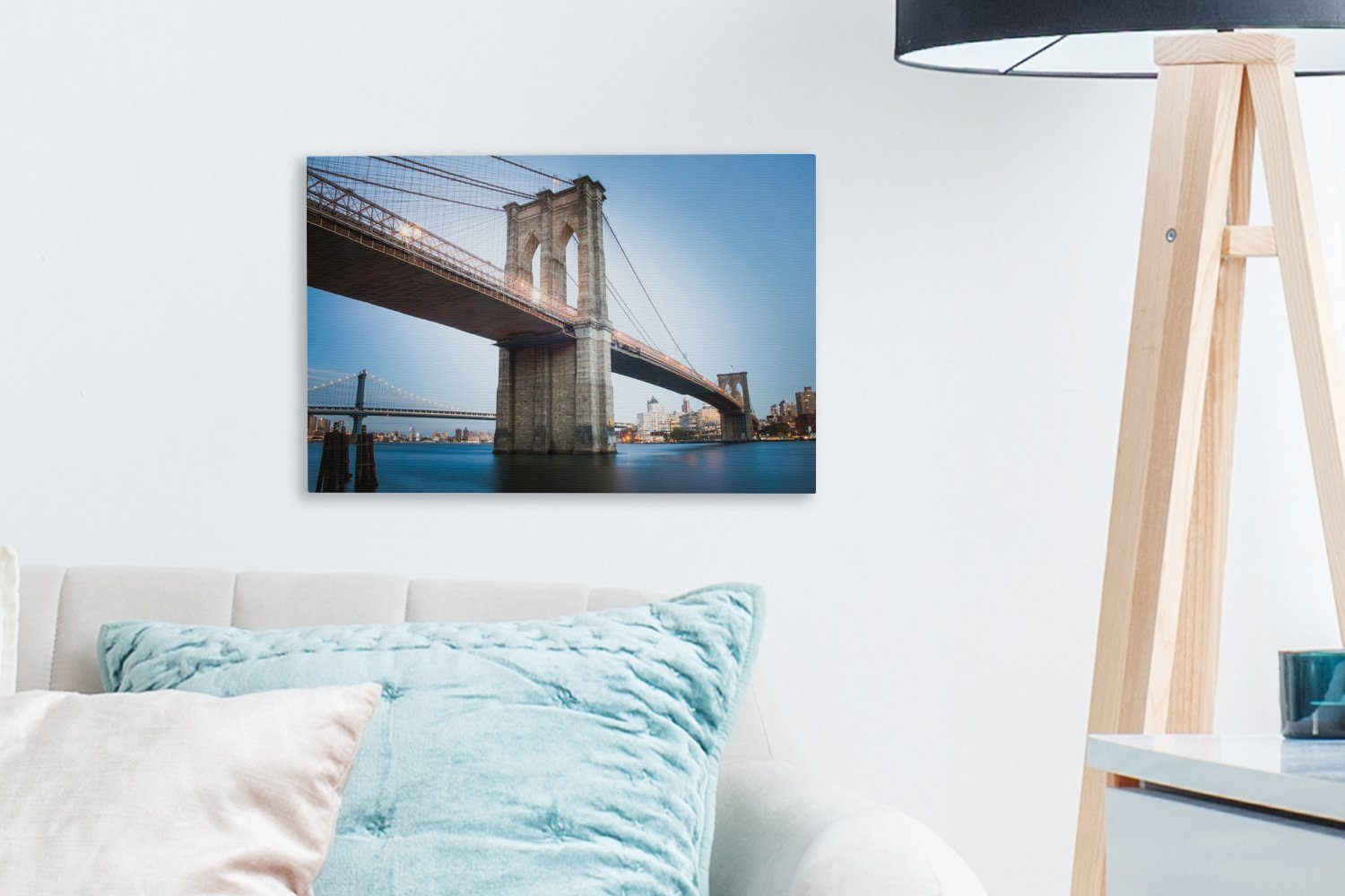 Brücke Wanddeko, (1 Wandbild cm Amerika, Aufhängefertig, Brooklyn 30x20 St), OneMillionCanvasses® Leinwandbild Leinwandbilder, - -