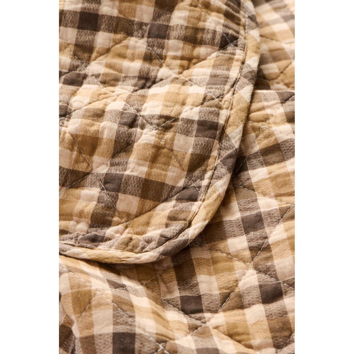 Wohndecke Ib Laursen Quilt Decke Tagesdecke Braun Karomuster, Ib Laursen