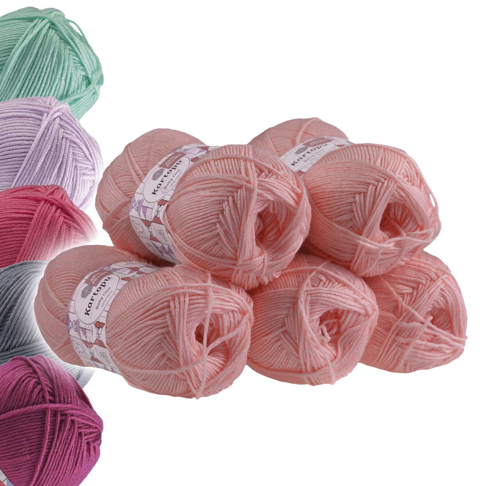 Kartopu 5 x 100g Strickgarn Kartopu BABY ONE Antipilling Babywolle Häkelwolle, 1250 m (Sparpaket), K258 pfirsich