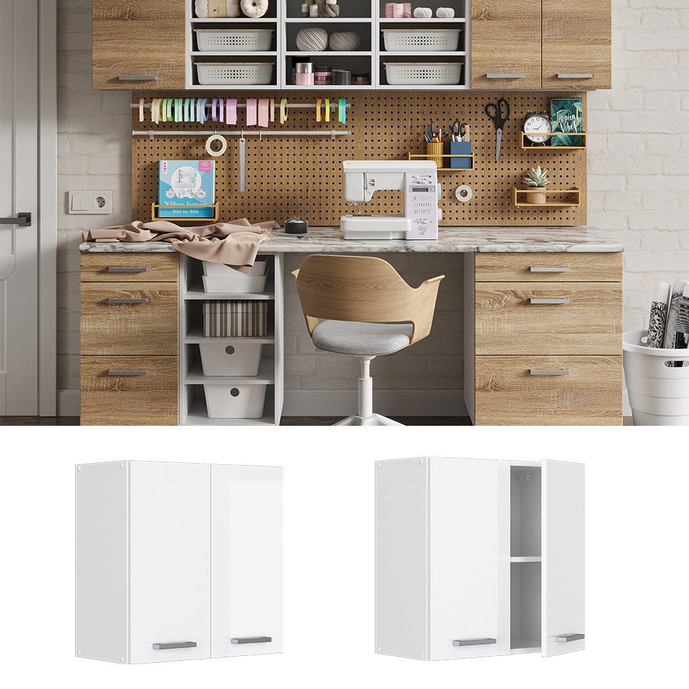 Vicco Schranksystem R-Line, Weiß Hochglanz/Weiß, 60 günstig online kaufen