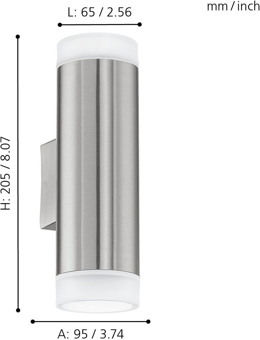 EGLO Wandleuchte RIGA-LED Wandlampe, GU10, IP54, günstig online kaufen
