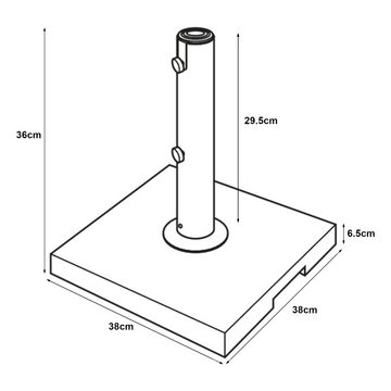 casa.pro Schirmständer, »Bomba« Sonnenschirmständer Granit 38x38x6,5cm quadratisch 25kg