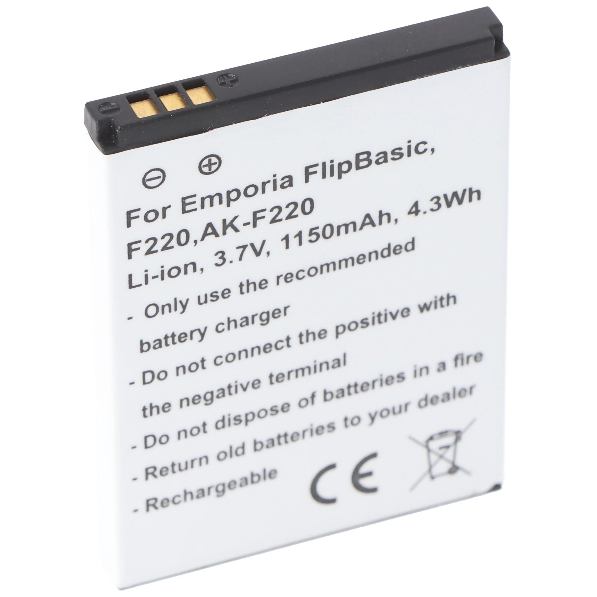 AccuCell AK-F220 Akku für Emporia F210, F220, Flip basic, Emporia FLIPbasic SD Akku 1150 mAh (3,7 V)