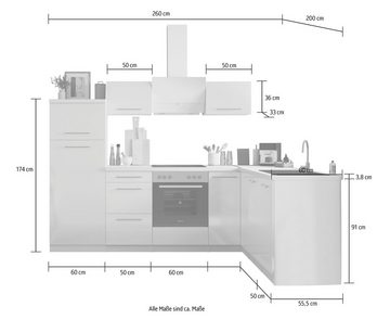 RESPEKTA Küche Amanda, Breite 260 cm, mit Soft-Close, exklusiver Konfiguration für OTTO