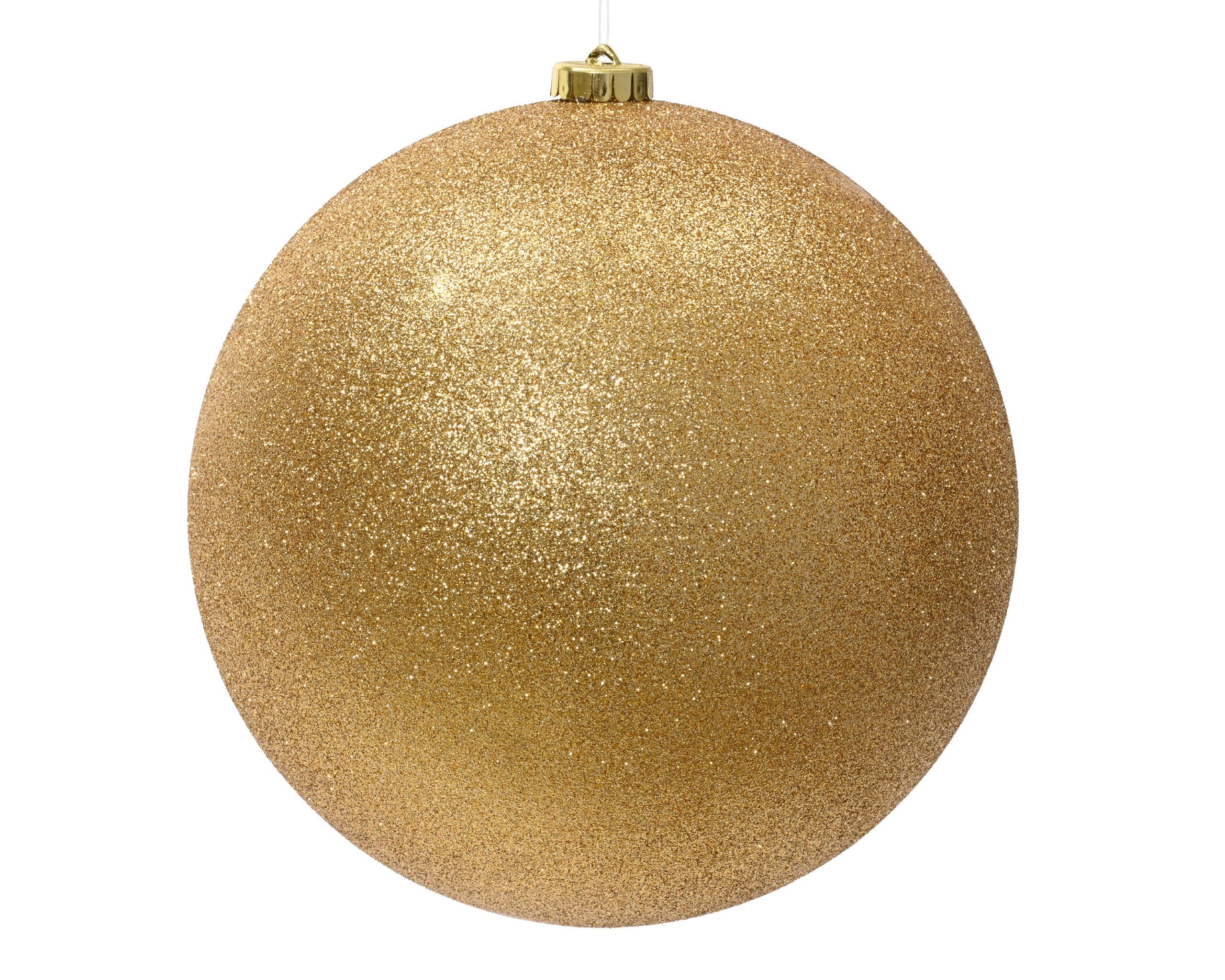 Kaemingk Weihnachtsbaumkugel, Weihnachtskugel Kunststoff 14cm Glitzer 1 Stück - Hellgold
