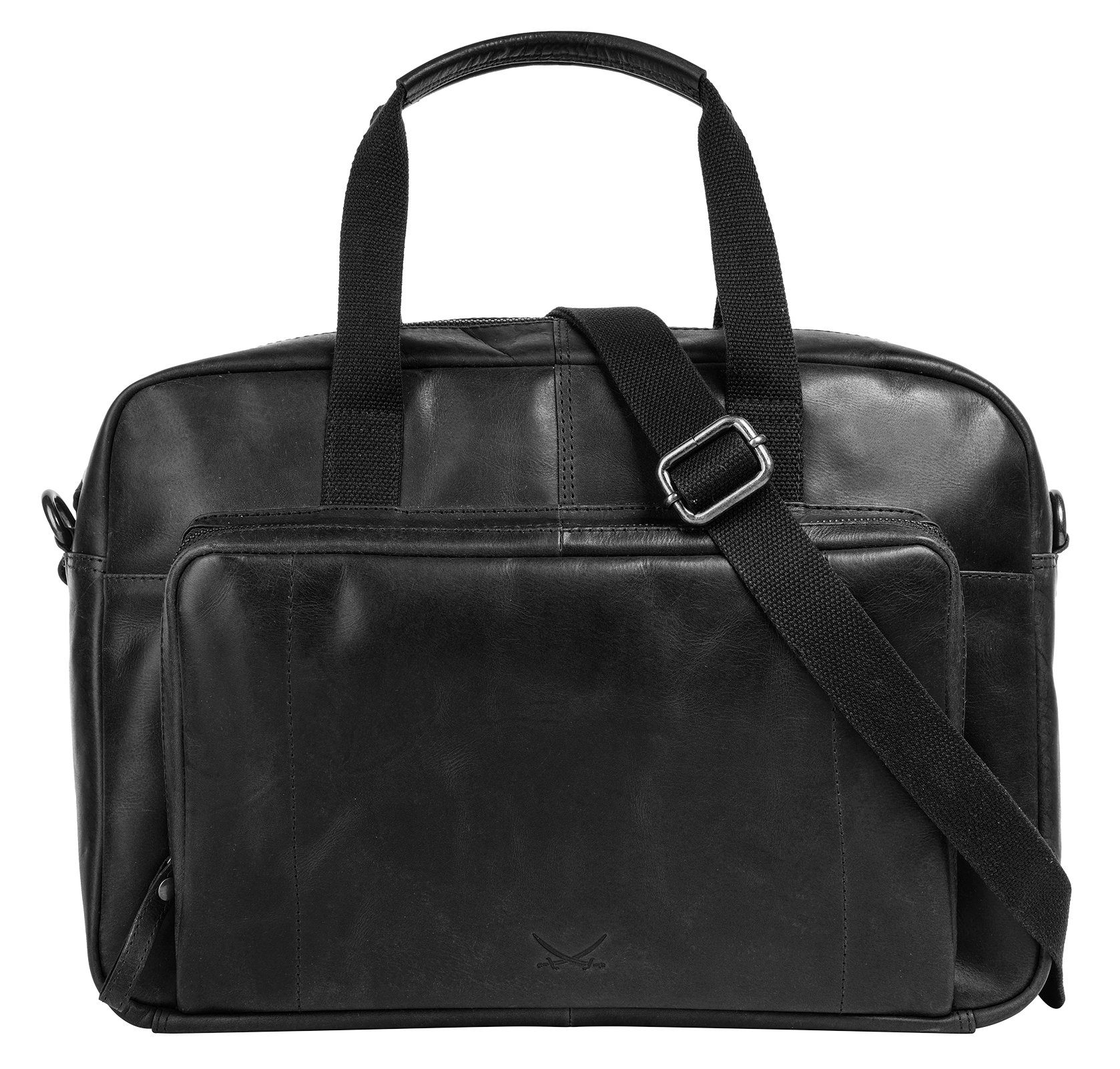 Sansibar Aktentasche BUSINESS BAG, BLACK, echt schwarz Leder