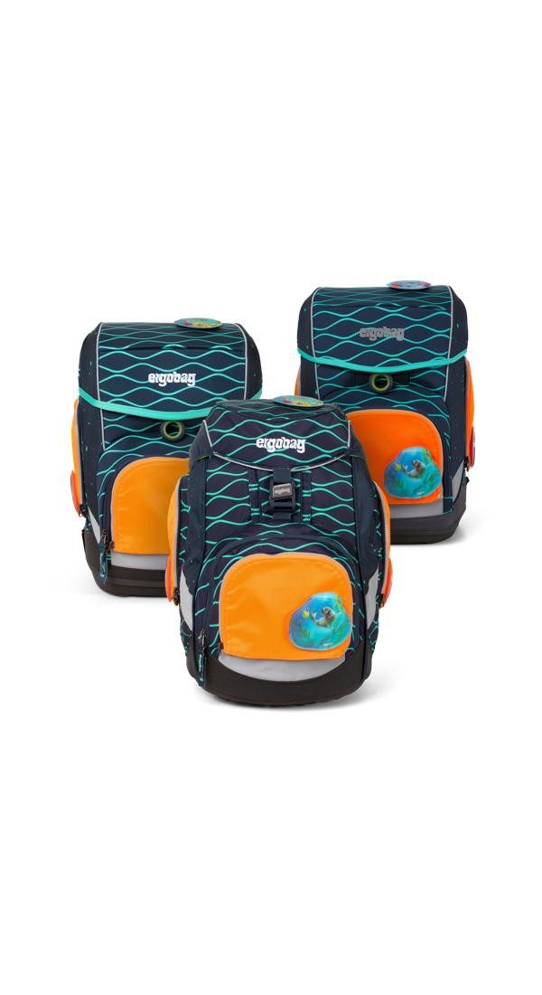 ergobag Schulranzen Fluo Zip Set (3-tlg), reflektierend
