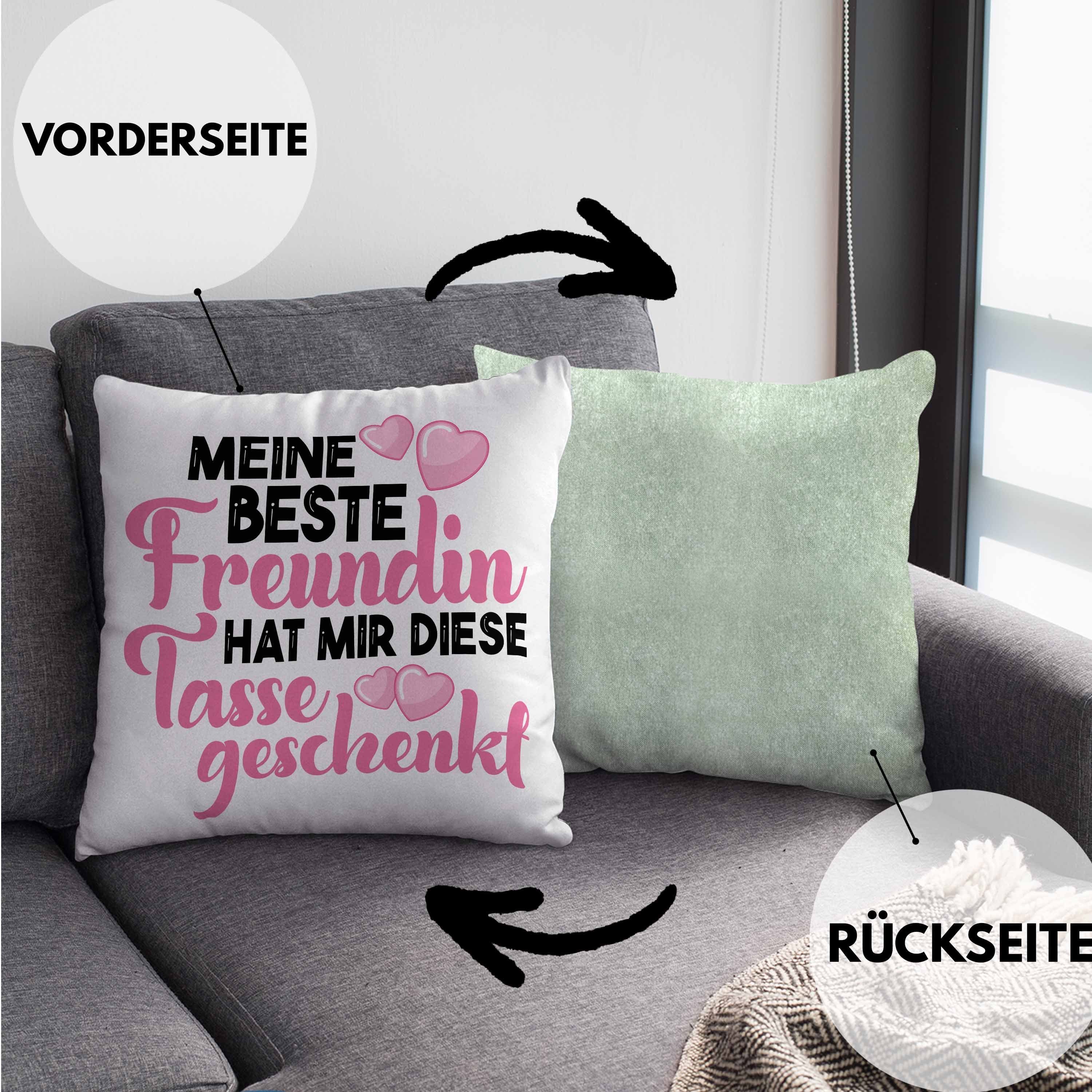 Schwester Lustig Füllung Freundinnen Trendation 40x40 Geschenk Dekokissen Freundin Becher Beste Geburtstag Trendation Unbiologische Spruch - Beste Grün mit Dekokissen Kissen Freundinnen