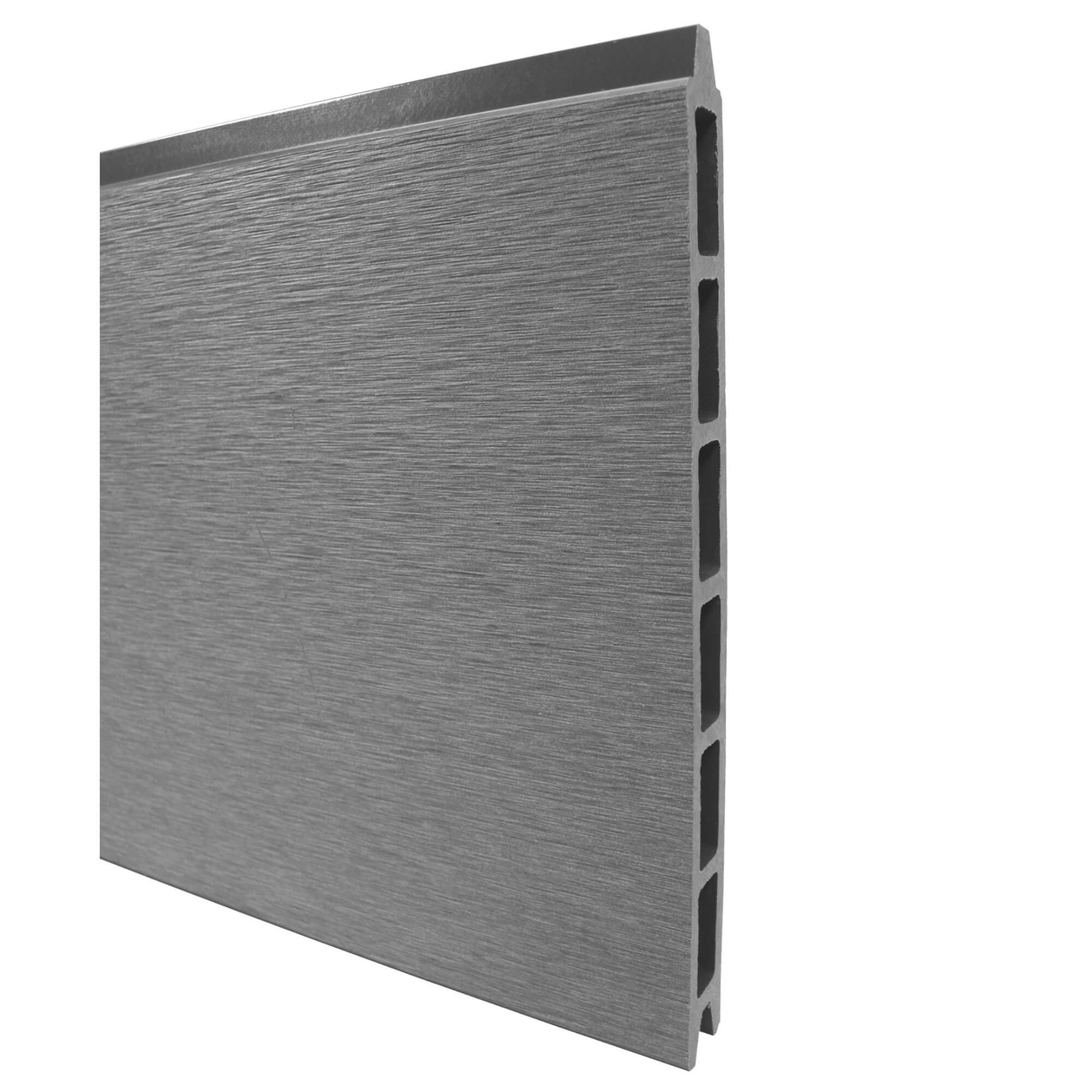 WPC Profi Zaun Zaun Komplettset grau Steingrau Sichtschutzzaun Paneele 180x180cm, (Komplettset, mit Start- und Abschlussleisten, Pfosten und Zubehör)