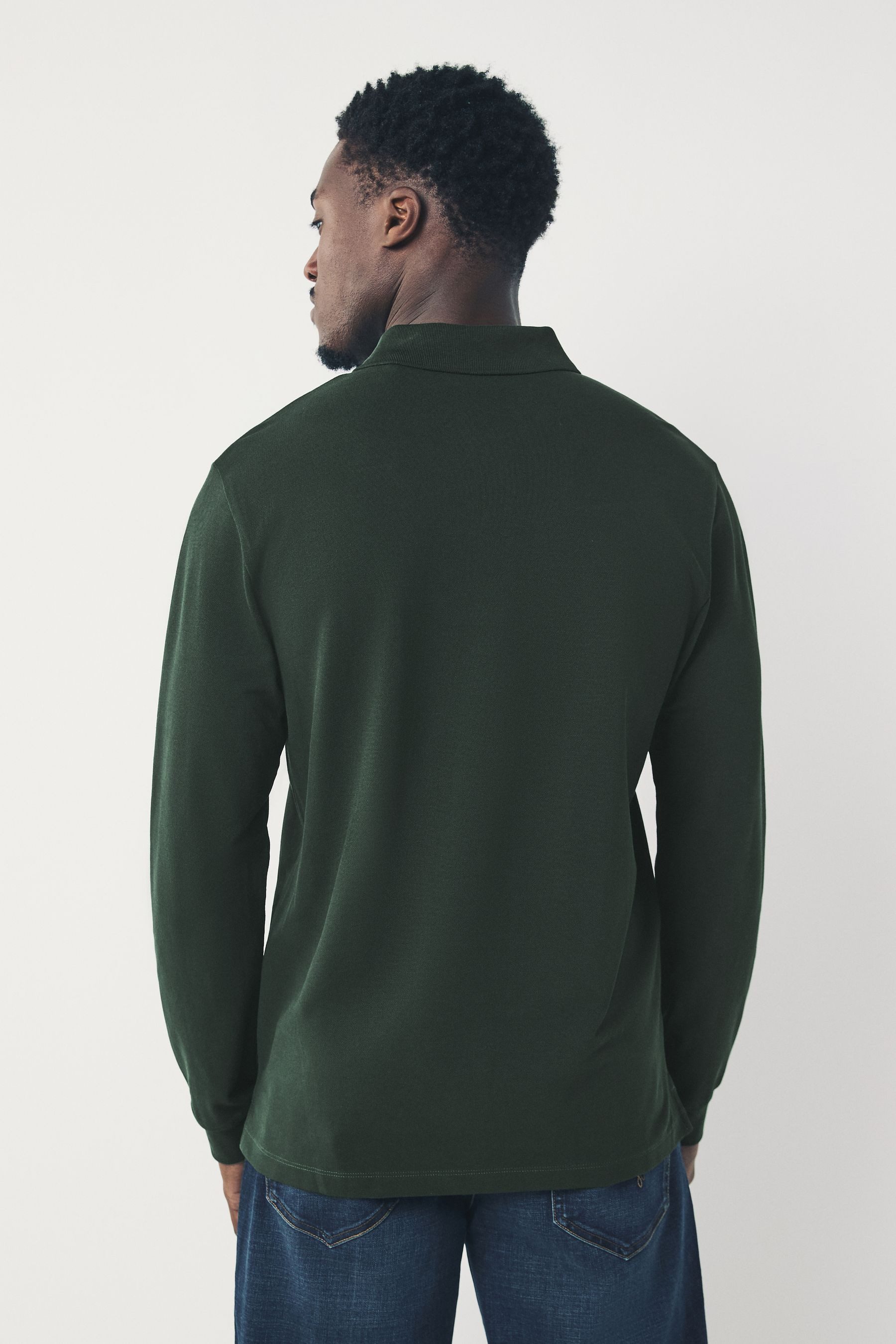 Next Langarm-Poloshirt Regular Fit Lärmeliges Pikee-Poloshirt (1-tlg) günstig online kaufen