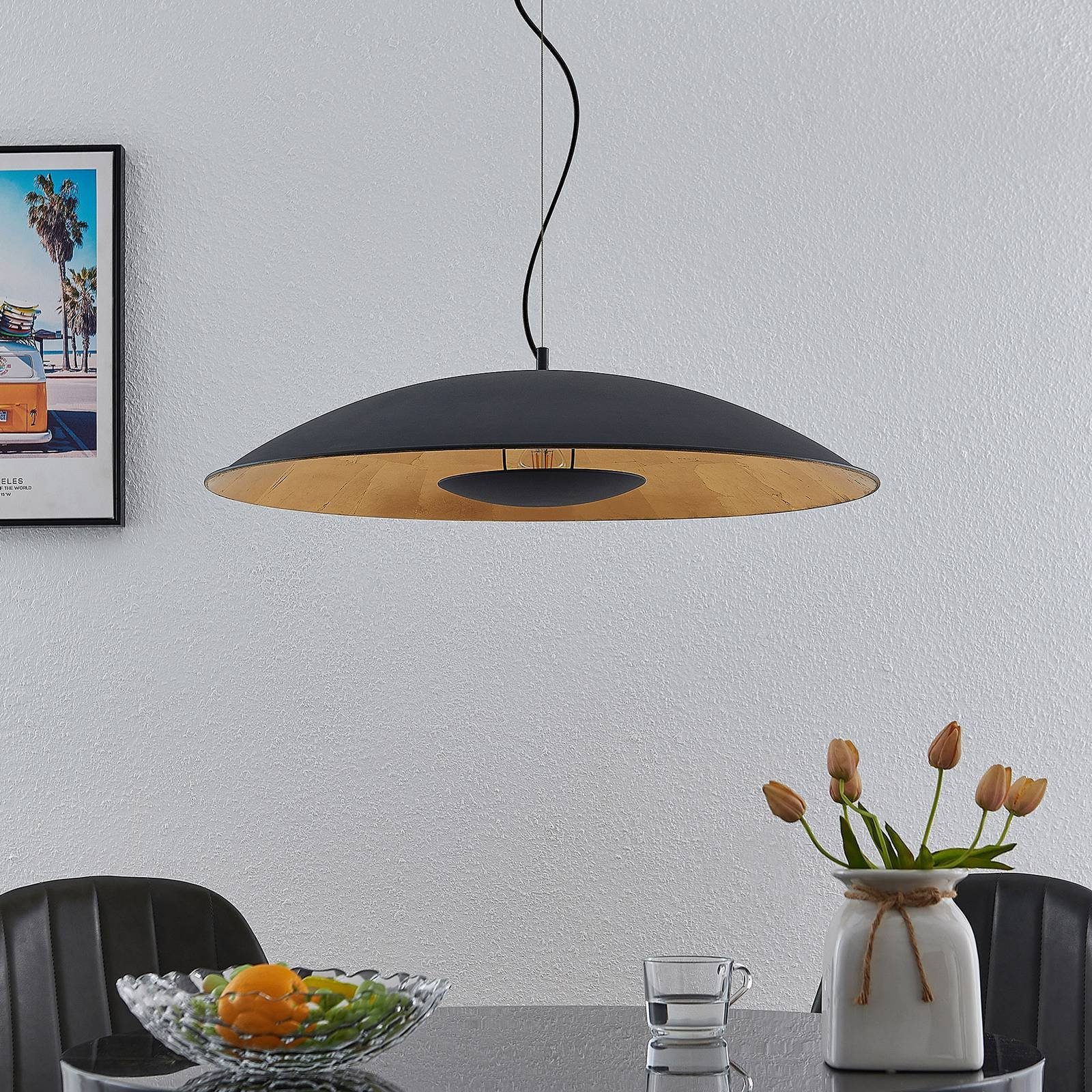 Lindby Hängeleuchte Narisara, Metall, Schwarz IP20, 1 x 60 W
