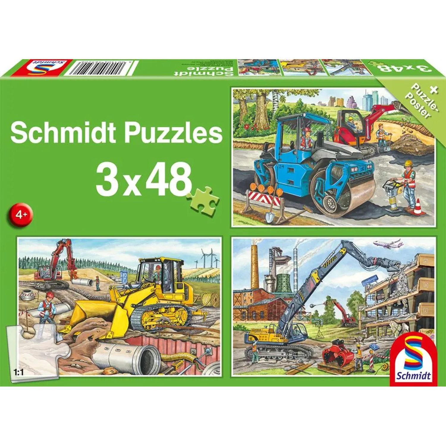 Schmidt Spiele Puzzle Meine liebsten Baustellenfahrzeuge, 48 Puzzleteile