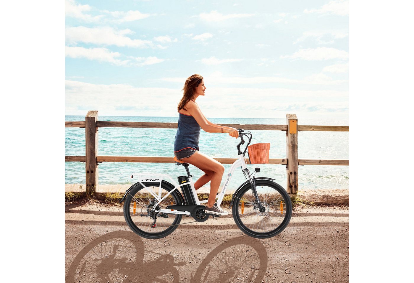 Thumbnail - ombar E-Bike 26 Zoll City Bike Elektrofahrrad mit 36V 14.5Ah 250W E-Bike, 6 Gang, Heckmotor, 522 Wh