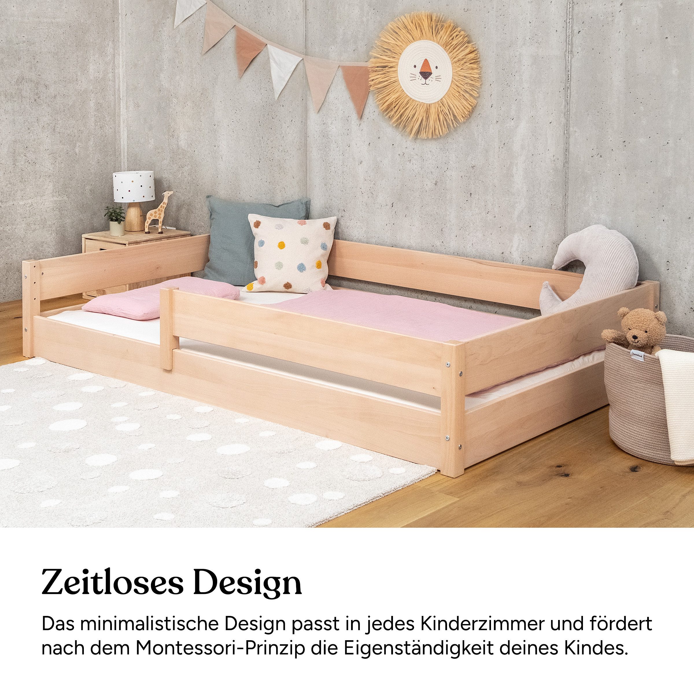 Ehrenkind Kinderbett Bodenbett Buche Nova (Massives Buchenholz)