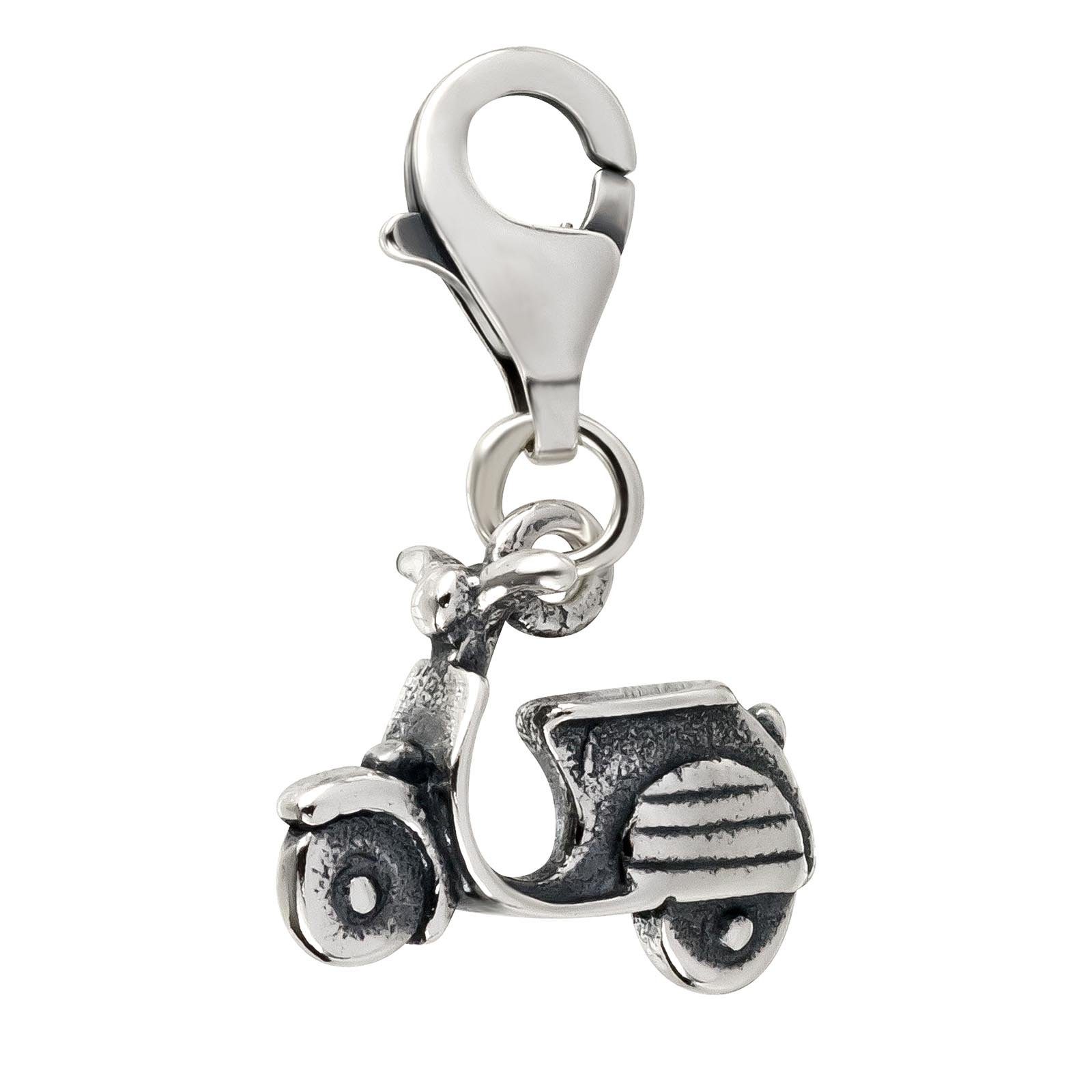 schmuck23 Charm-Einhänger Charm Anhänger Mofa Roller Motorrad 925 Silber Kettenanhänger (1-tlg), Für Armband, Halskette oder Schlüsselanhänger | Charm-Anhänger