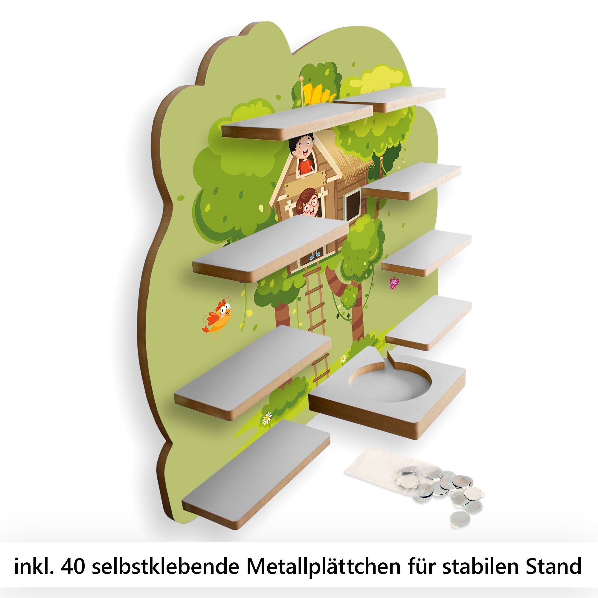 Kreative Feder Wandregal MUSIKBOX-REGAL Baumhaus, TONIES inkl. und TONIE-BOX Metallplättchen für 40