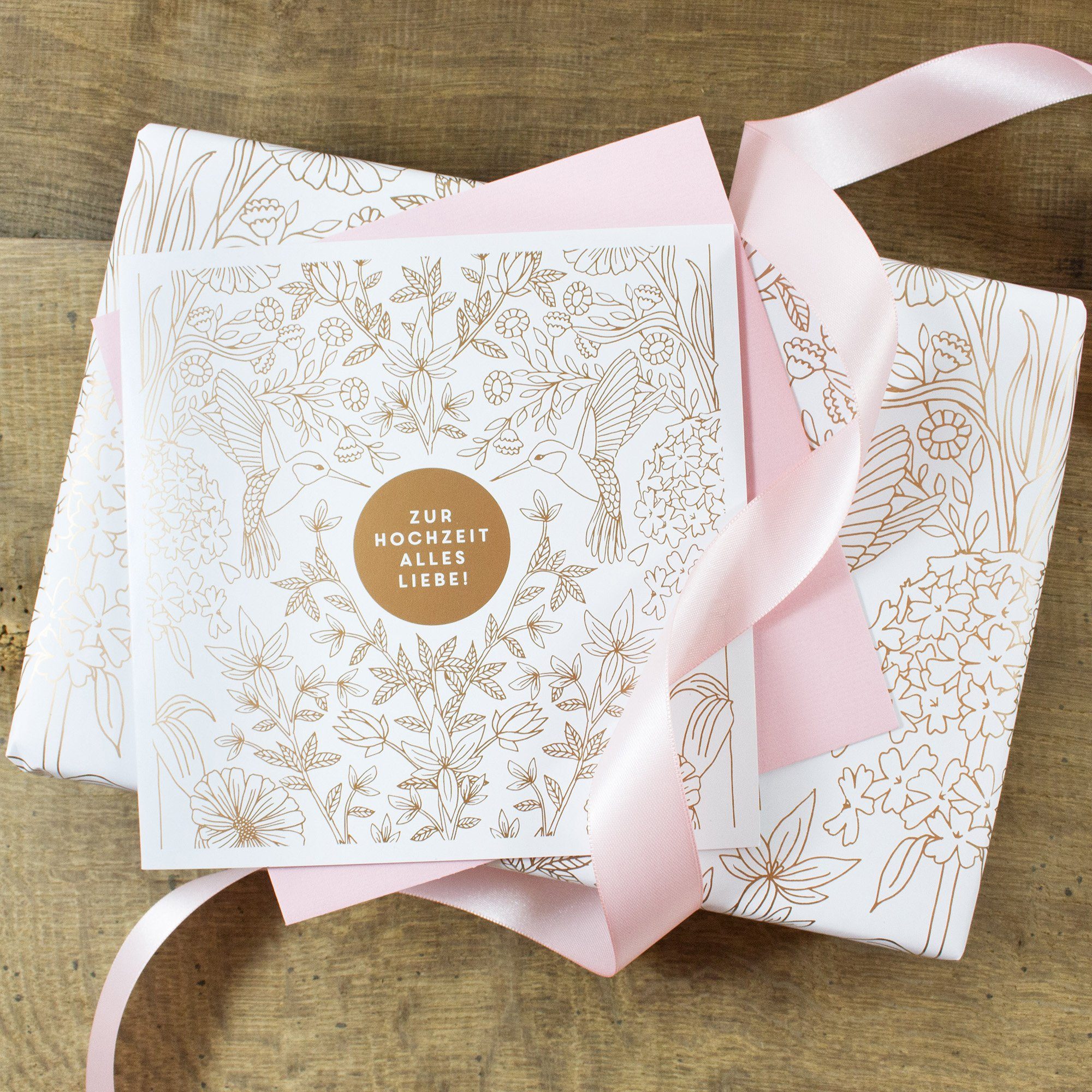Zur Hochzeit, Recyclingpapier 100% & Hummingbird Grußkarte Grußkarte Bow
