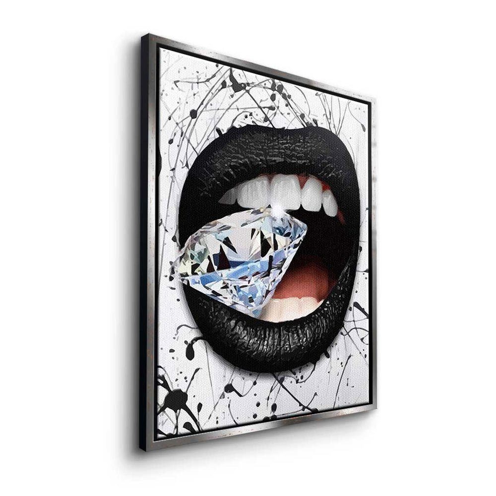 - Wandbild Diamond Mouth Premium Pop Leinwandbild, Leinwandbild Rahmen silberner - - DOTCOMCANVAS® Modernes Art