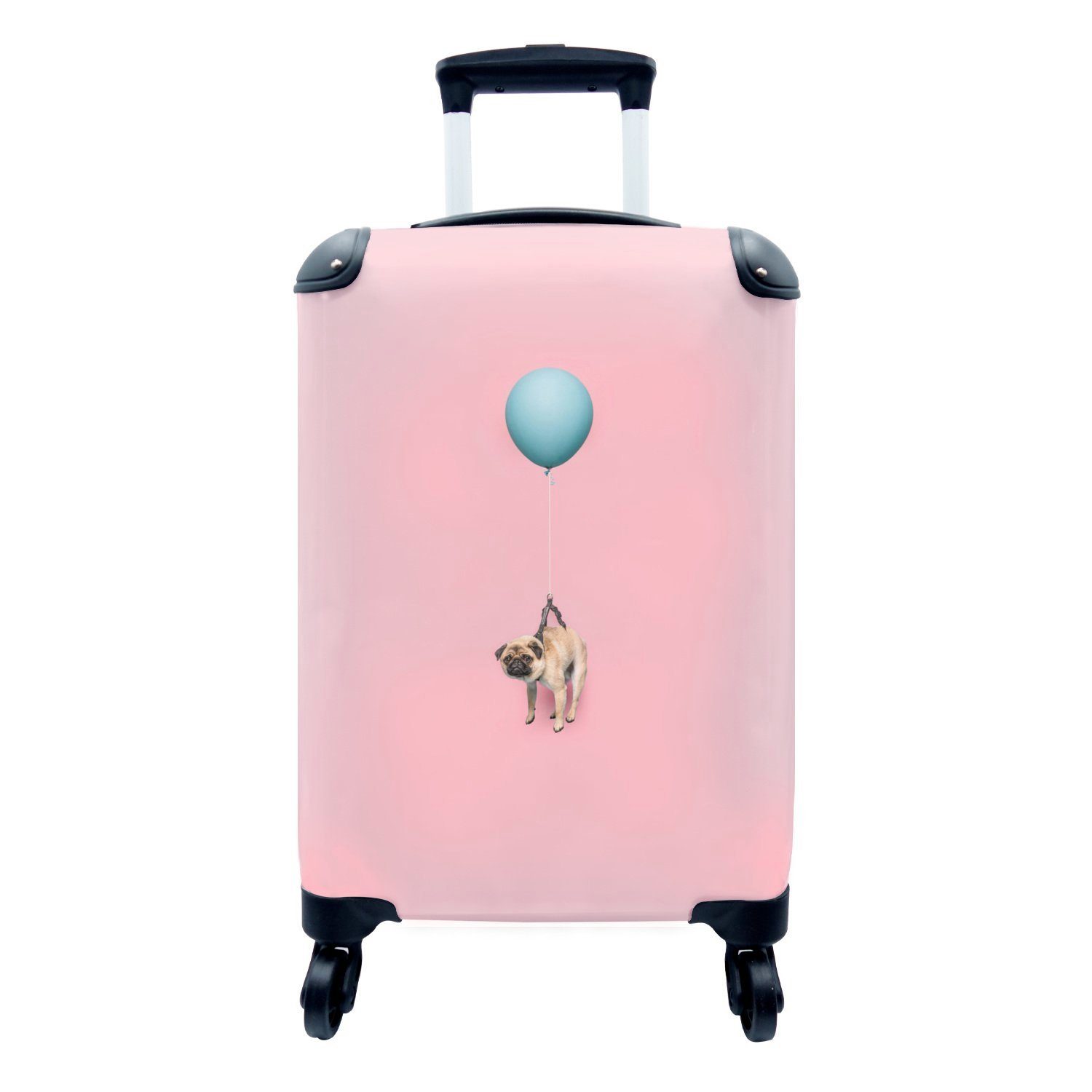 MuchoWow Handgepäckkoffer Hund auf Luftballon, 4 Rollen, Reisetasche mit rollen, Handgepäck für Ferien, Trolley, Reisekoffer