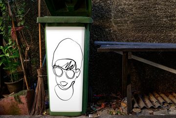 MuchoWow Wandsticker Frauen - Minimalismus - Linienkunst (1 St), Mülleimer-aufkleber, Mülltonne, Sticker, Container, Abfalbehälter