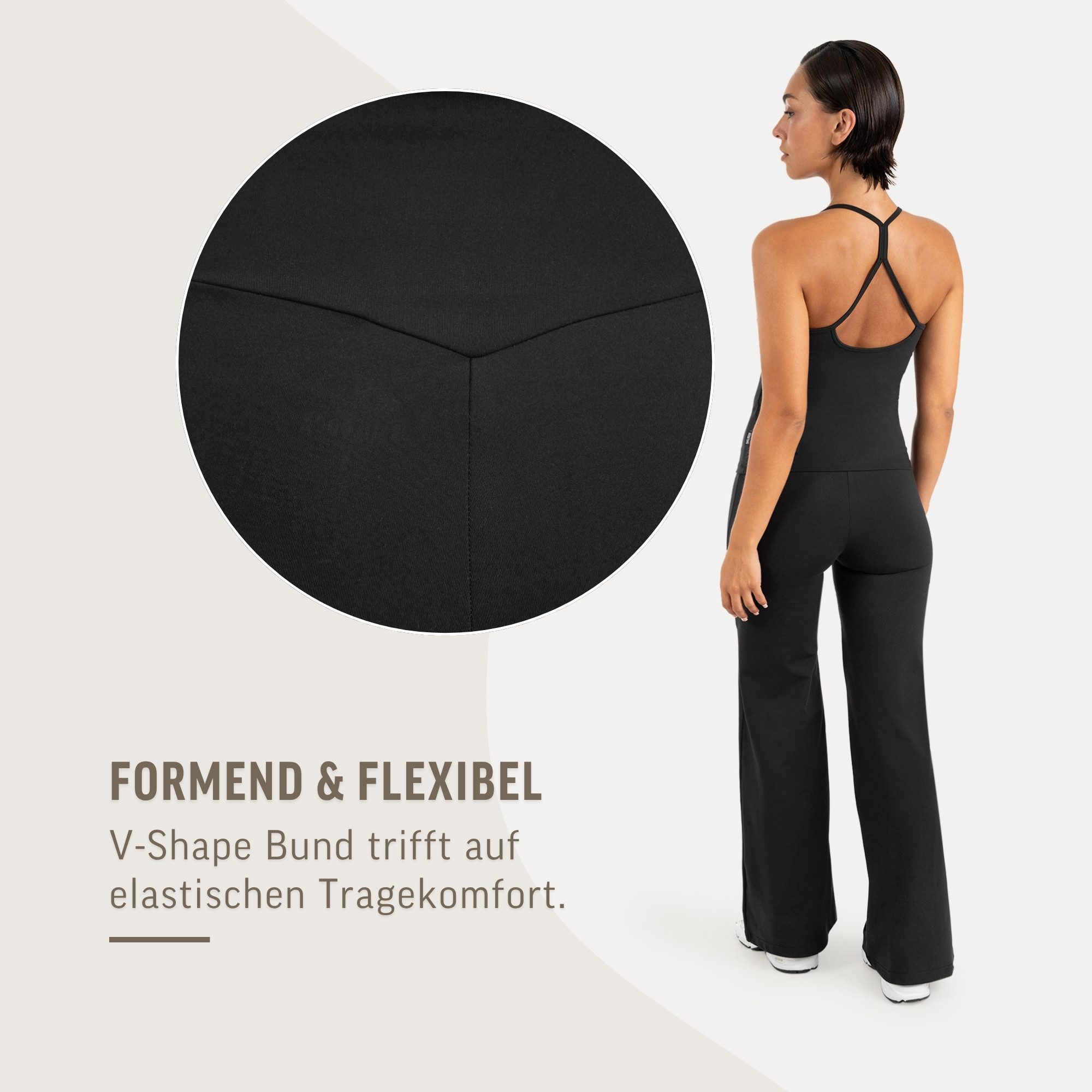 Smilodox Leggings Neola Damen, Schlaghose, V-Shape Bund, für Fitness & Alltag Flared Bein, Performance Stretch, Shaping, Soft Touch – Bild 5 von 5