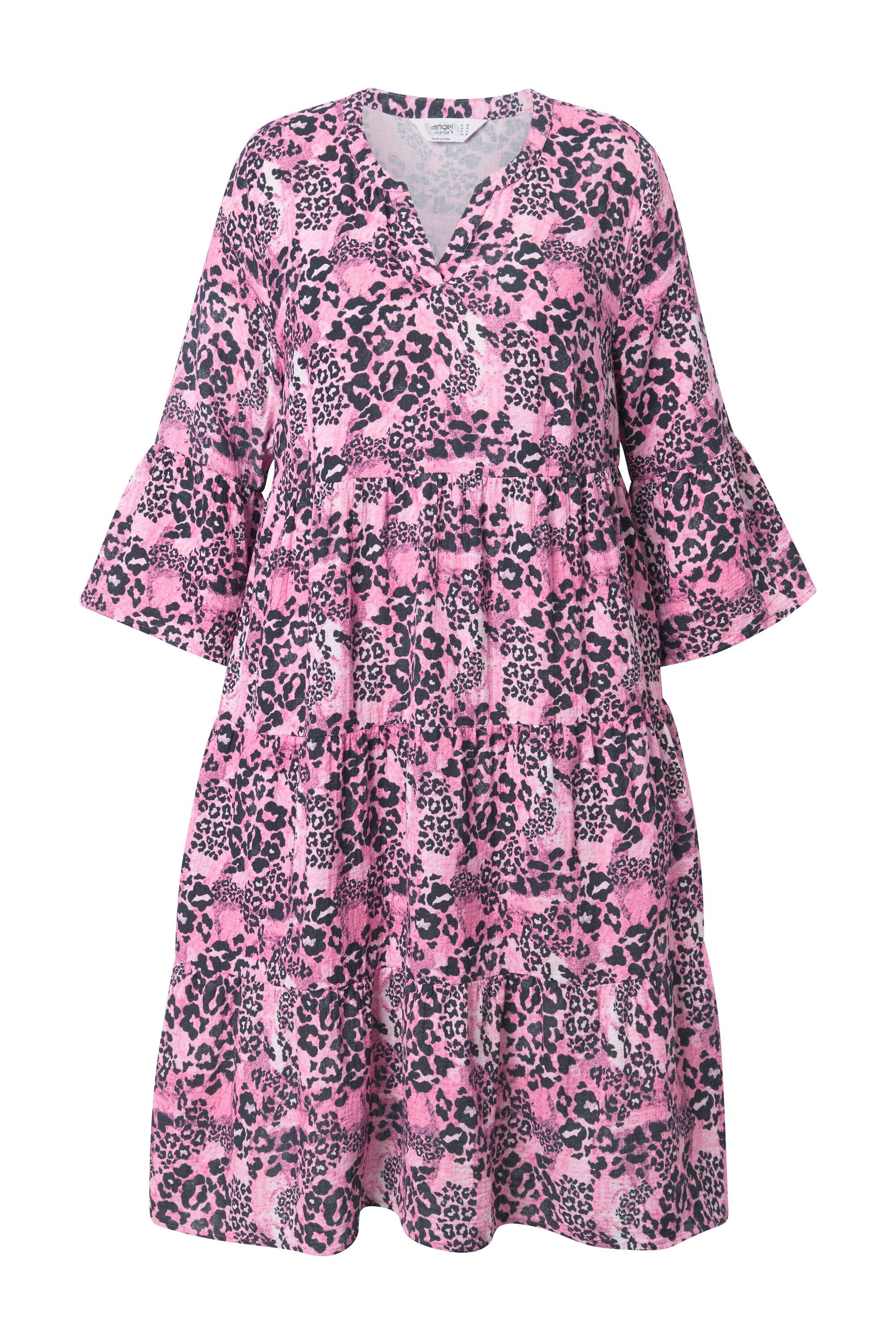 Angel of Style Jerseykleid Kleid A-Linie Musselin Leo-Muster Volants günstig online kaufen