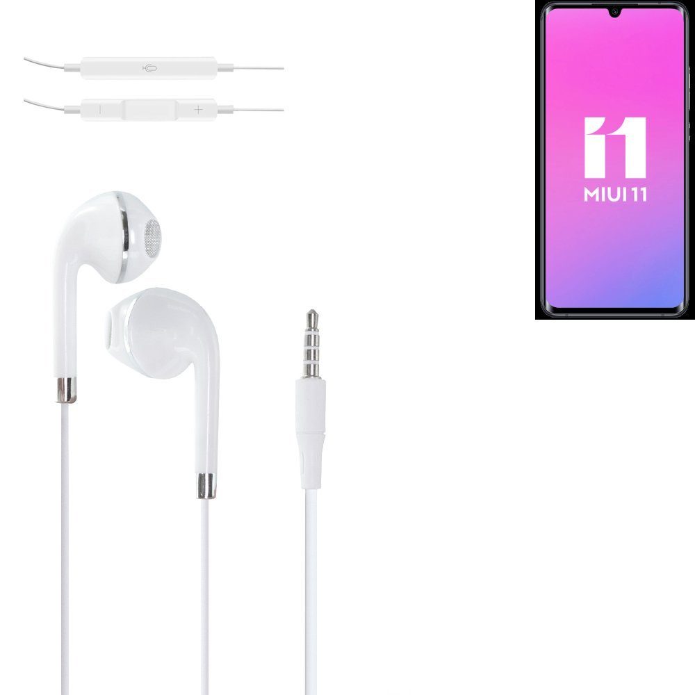 K-S-Trade für Xiaomi Mi Note 10 Pro In-Ear-Kopfhörer (Kopfhörer - - mit Mikrofon u Lautstärkeregler weiß 3,5mm Klinke)