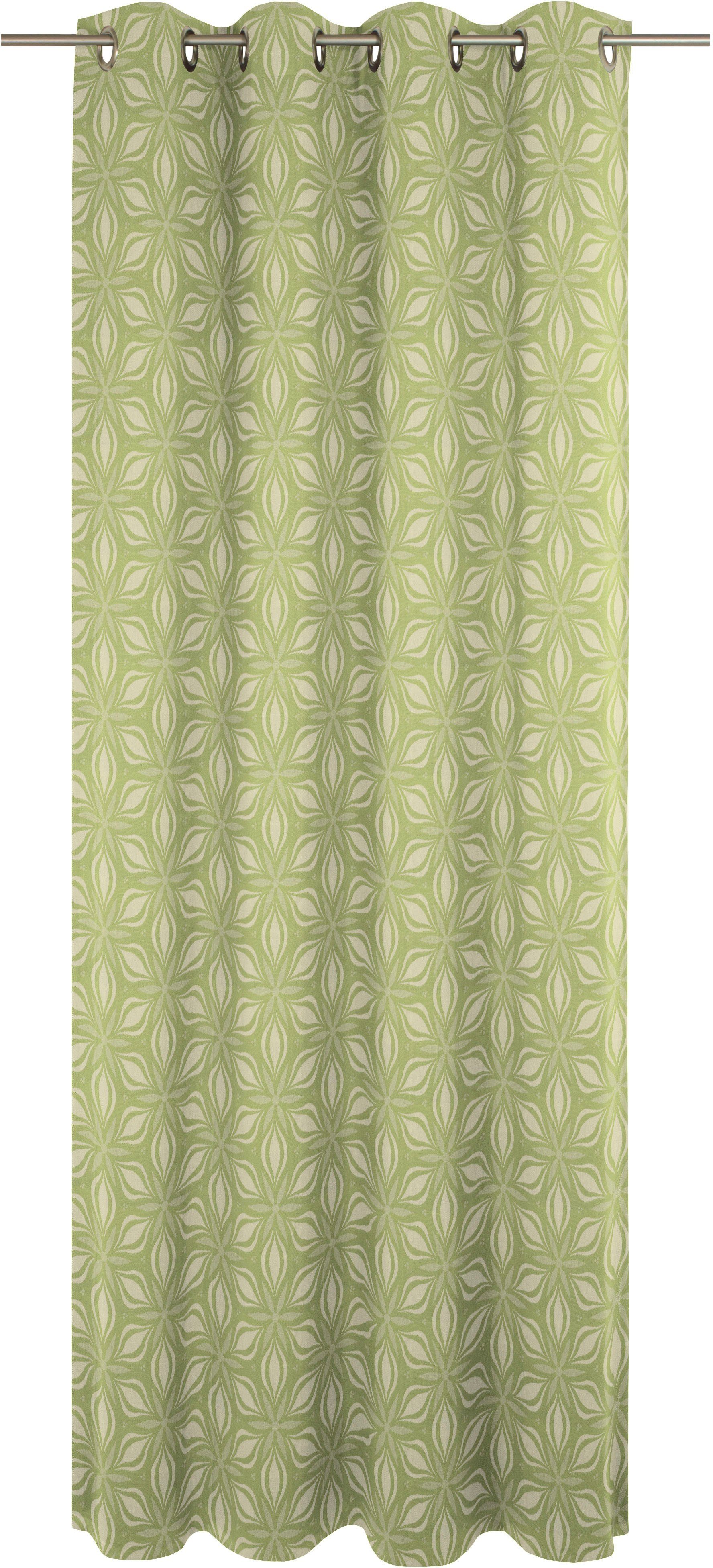 nachhaltig Ösen Retro blickdicht, (1 hellgrün Jacquard, Adam, St), Floret, Vorhang