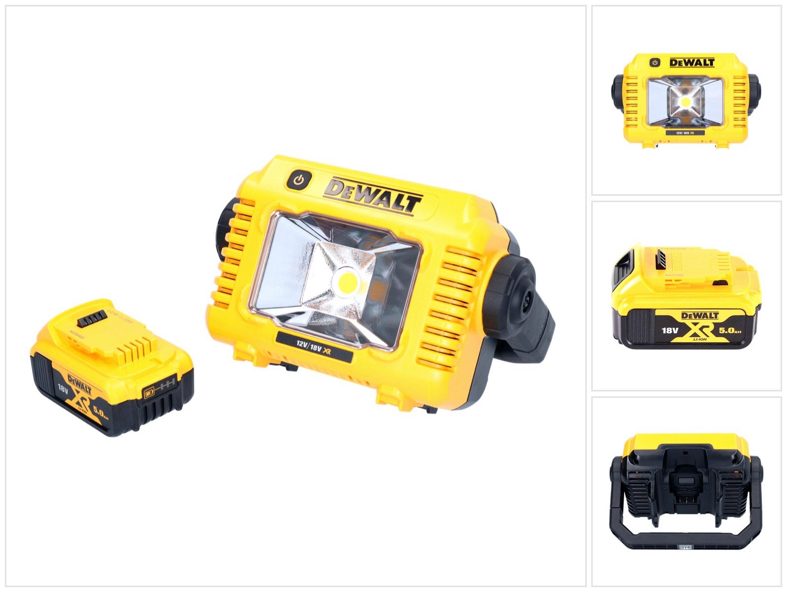 DeWalt Baustrahler DCL 077 Akku LED Arbeitsstrahler 12 V 18 V 2000 lm IP54 + 1x Akku 5,0
