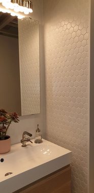 Mosani Mosaikfliesen Sechseck Mosaik Fliese Keramik weiß matt Wand Bad Küche