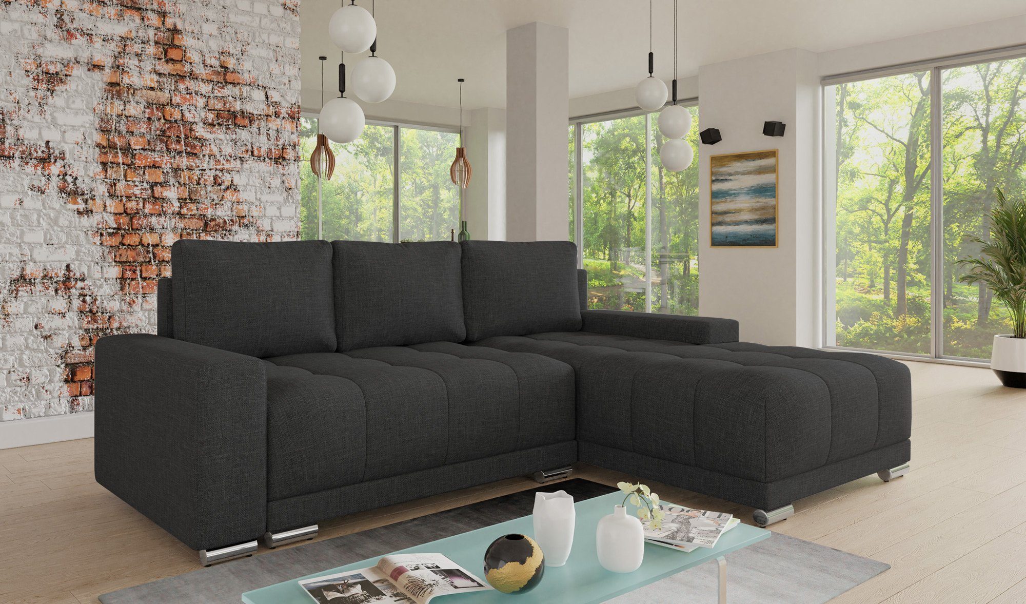 Sofnet Ecksofa Pavo, mit Schlaffunktion und Bettkasten, L-Form Couch, Polstersofa, Schlafsofa mit Bonell-Federkern