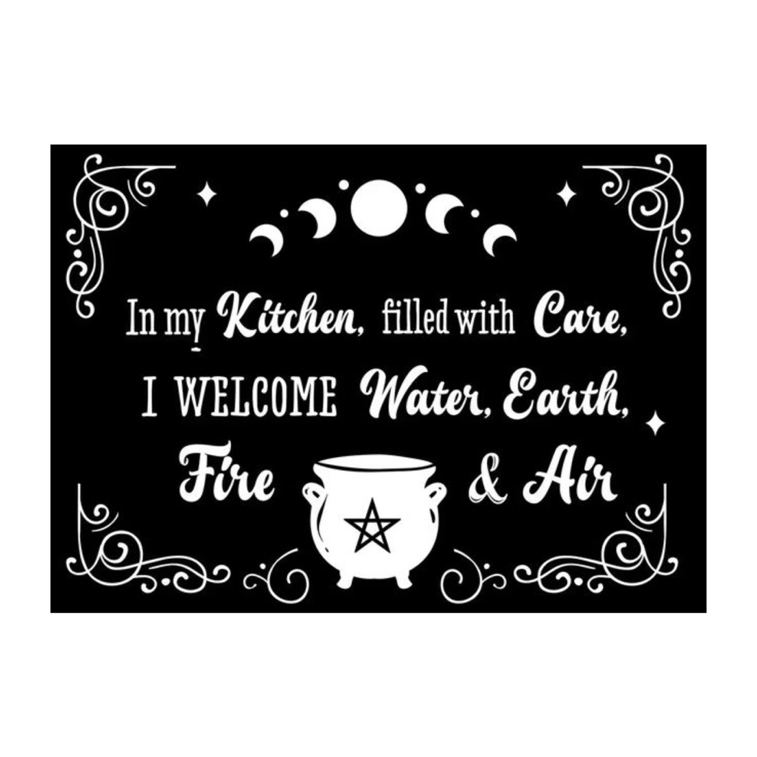 TPFLiving Kunstdruck OHNE RAHMEN, Magische Hexenkunst mit Katze und Trank - (Leinwandbild XXL), Farben: Farben: Schwarz, WeißGröße: 20x30cm