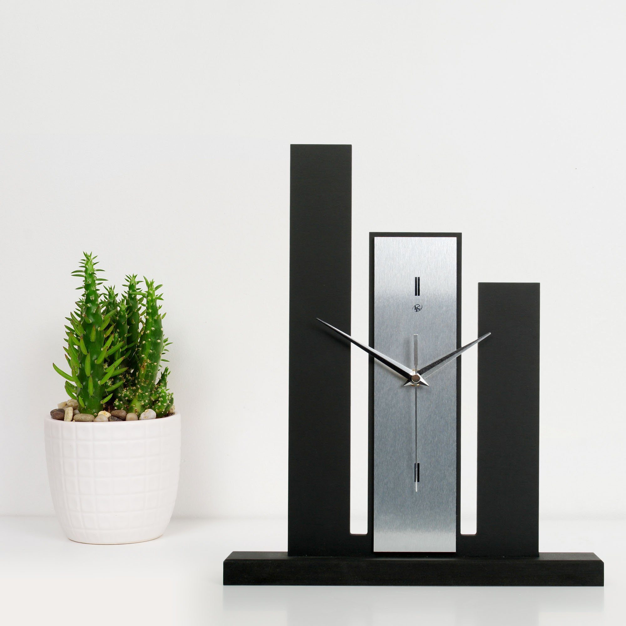 Holz, modernem Designer-Standuhr Metallic-Look Ticken Feder Tischuhr ohne in schwarze „Stairs“ Kreative Standuhr aus