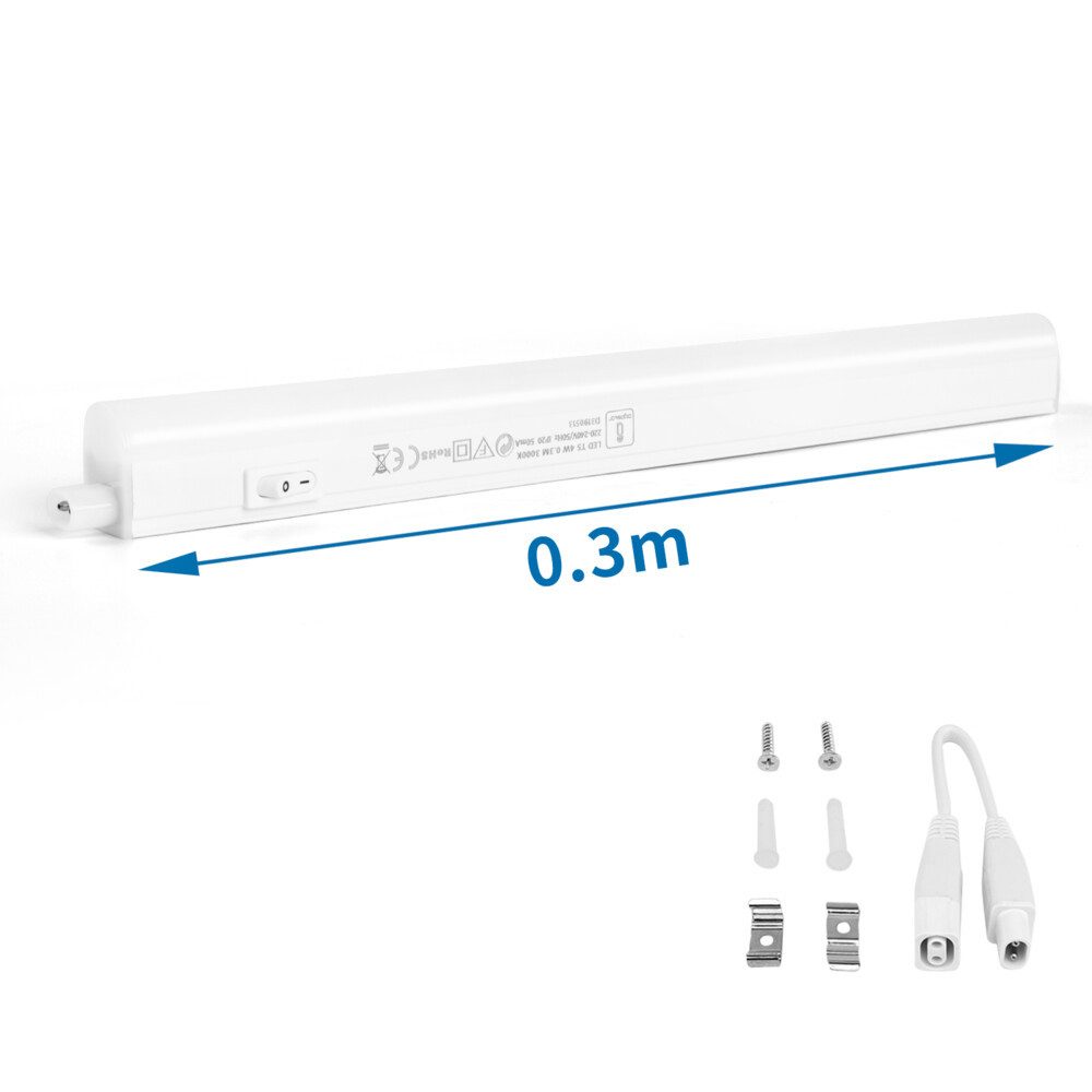 LED Universum LED Lichtleiste Werkstattleuchte Einbau, 4W, warmweiß, 380lm, L313mm, warmweiß