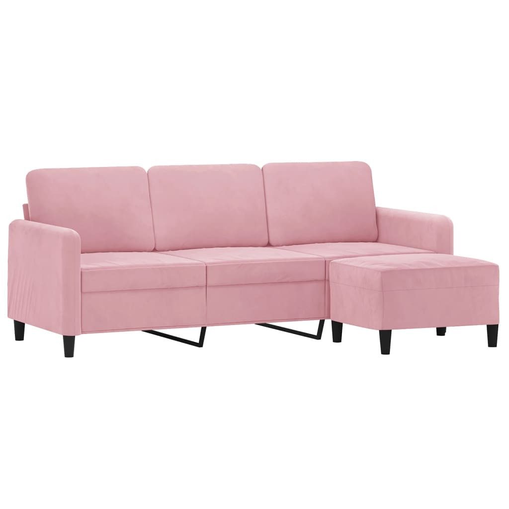 vidaXL Sofa 3-Sitzer-Sofa mit Hocker Rosa 180 cm Samt, 1 Teile