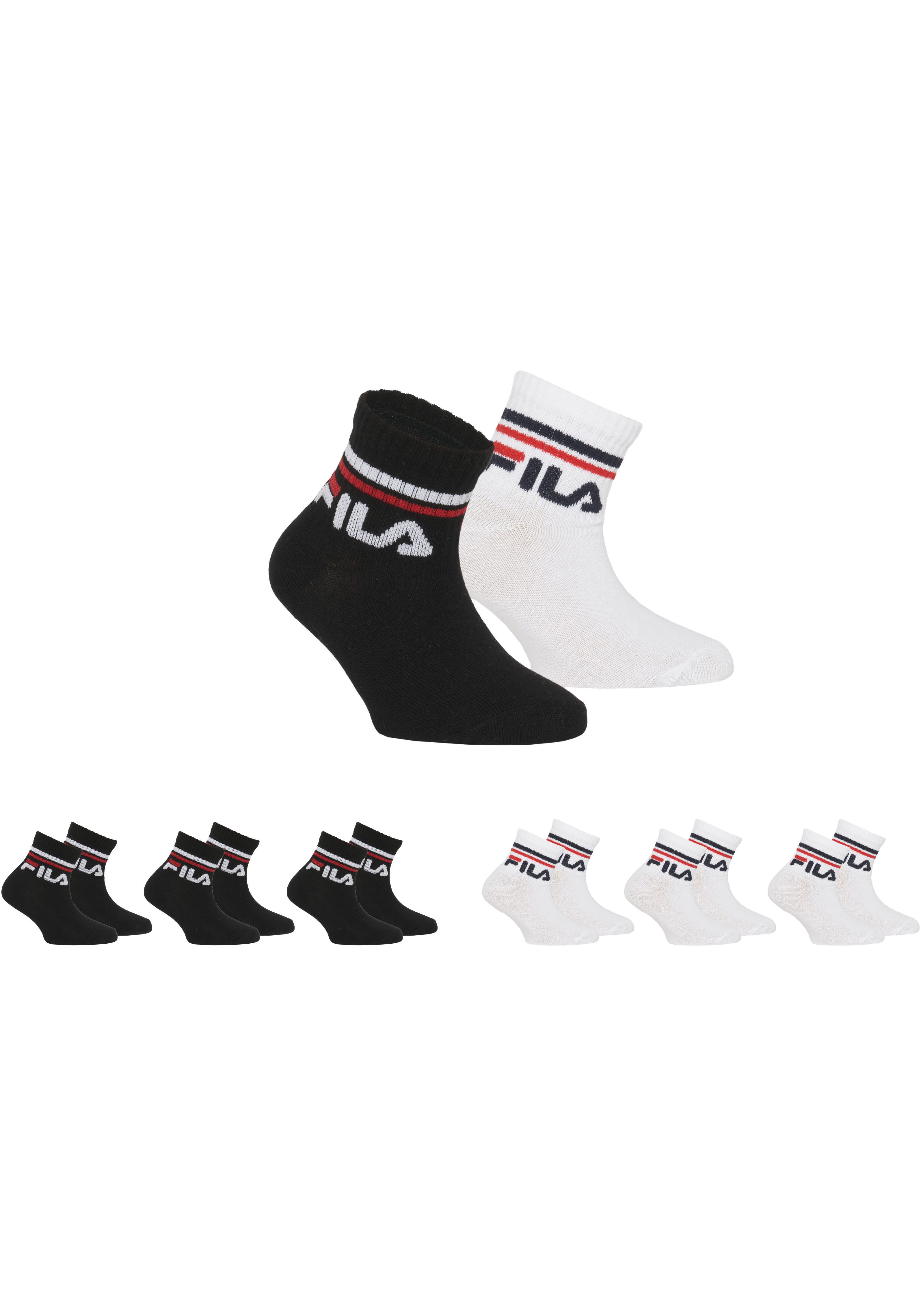 Fila Kurzsocken JUNIOR UNISEX QUARTER PLAIN SOCKS (6-Paar) mit eingestricktem Logo im Bündchen, Kindersocken