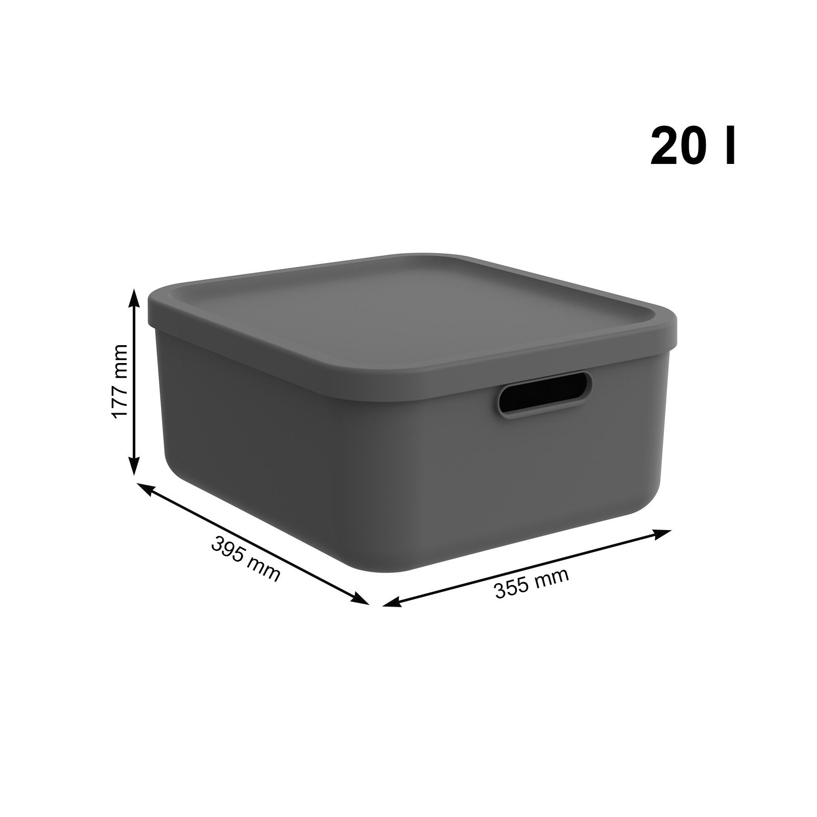 ROTHO Stapelbox Albula Light Set 3tlg. 2x 20l und 55l Aufbewahrungsboxen mit Deckel (3-teilig, Boxen-Set), Recycelt, modular, mit Tragegriffen