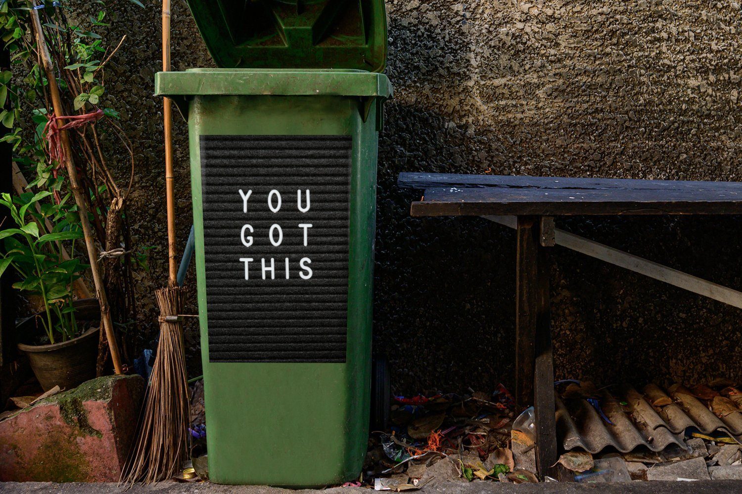 Mülltonne, Wandsticker Sticker, Container, (1 Zitat MuchoWow Motivierendes Mülleimer-aufkleber, Abfalbehälter St),