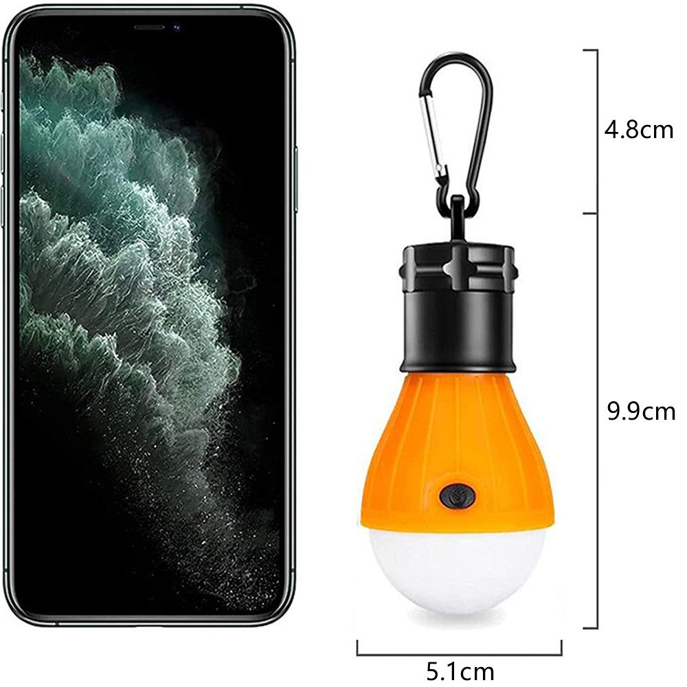 TUWENA LED Laterne 4er Set LED Campinglampe LED Camping Laterne Zeltlampe Glühbirne Set, Notlicht mit Karabiner Wasserdicht Tragbare Camping Lantern LED