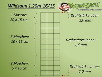 Aquagart Profil 400m Wildzaun Forstzaun Weidezaun Knotengeflecht Drahtzaun 120/16/15