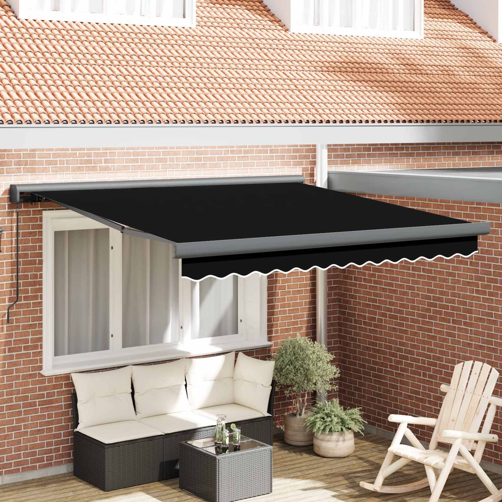 vidaXL Markise Ausziehbare Markise Schwarz 300 x 250 cm Leinen und Aluminium (1-St)