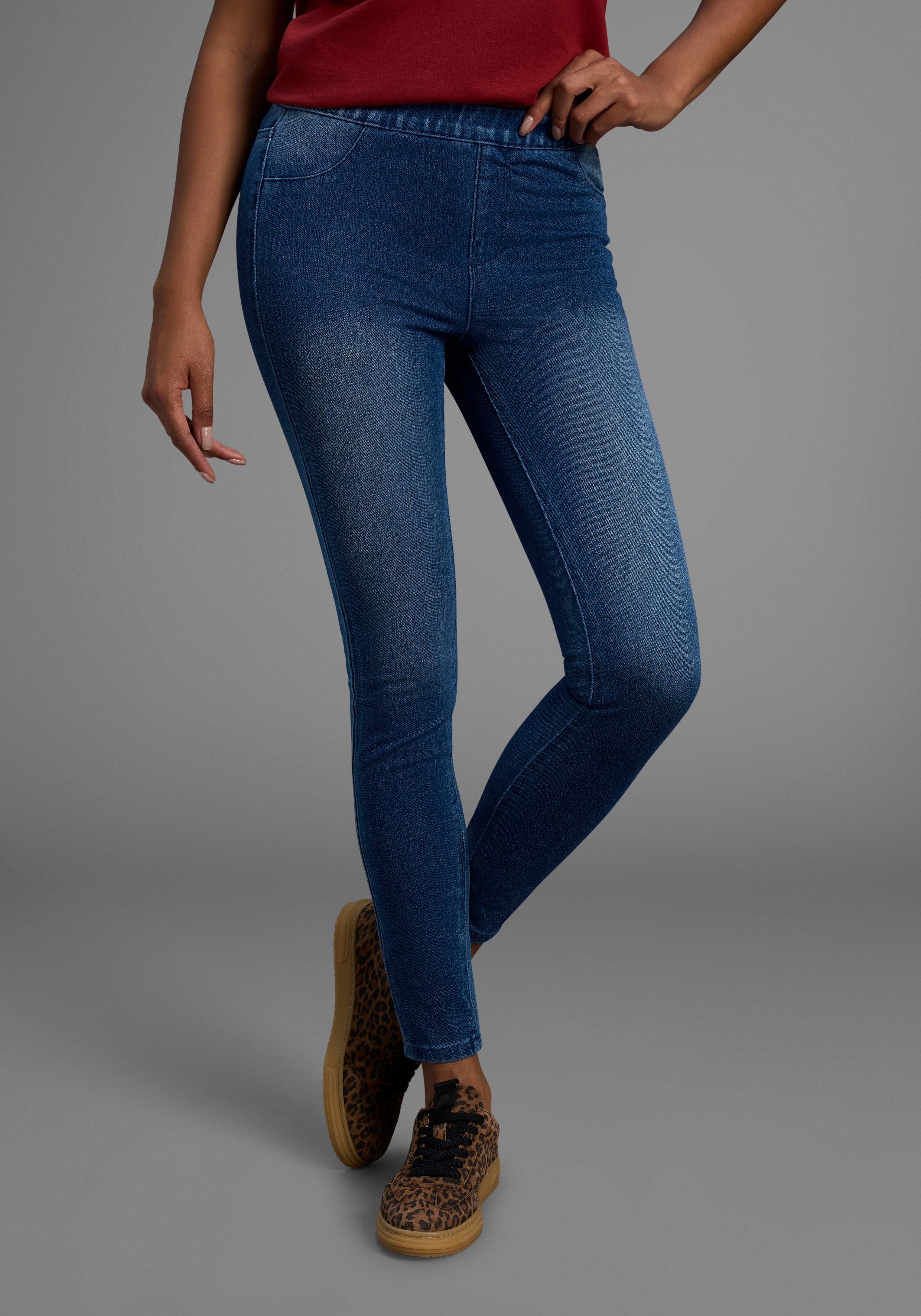 Arizona Jogg Pants High Waist extra-eng geschnitten, knöchellange Beinform, hoher Bund