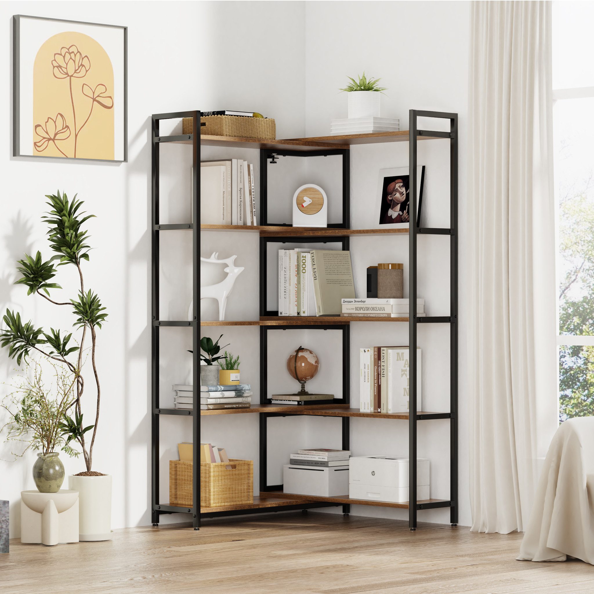 Mondeer Bücherregal Eckregal, Aufbewahrungsregal, 5-stufiges, Breite günstig online kaufen