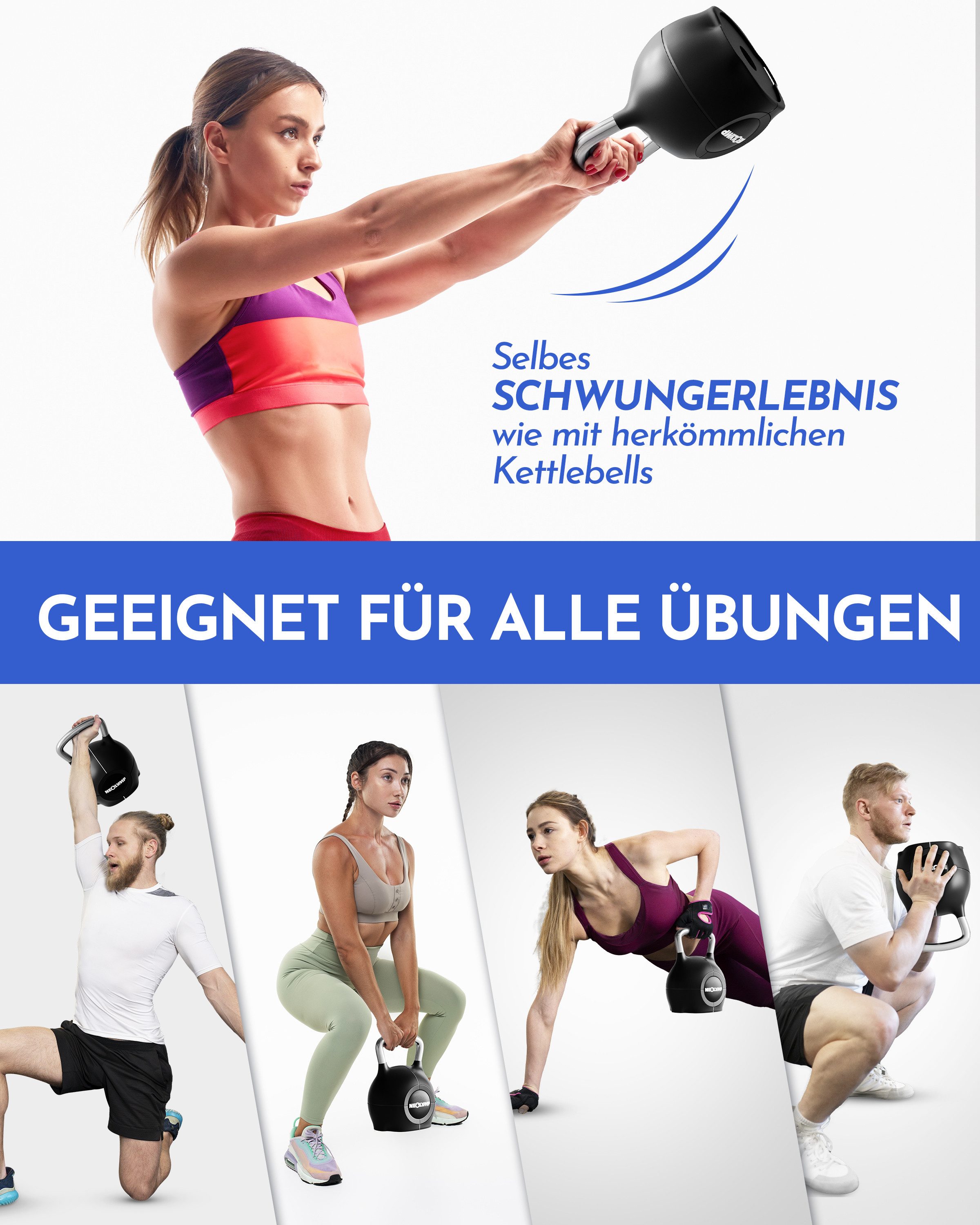 NEOLYMP Kettlebell Kettlebell Set 1,5-20 kg - 7-in-1 Kettlebell verstellbar - Kugelhantel, (7-in-1 Kettlebell verstellbar mit robustem Edelstahl-Handgriff)