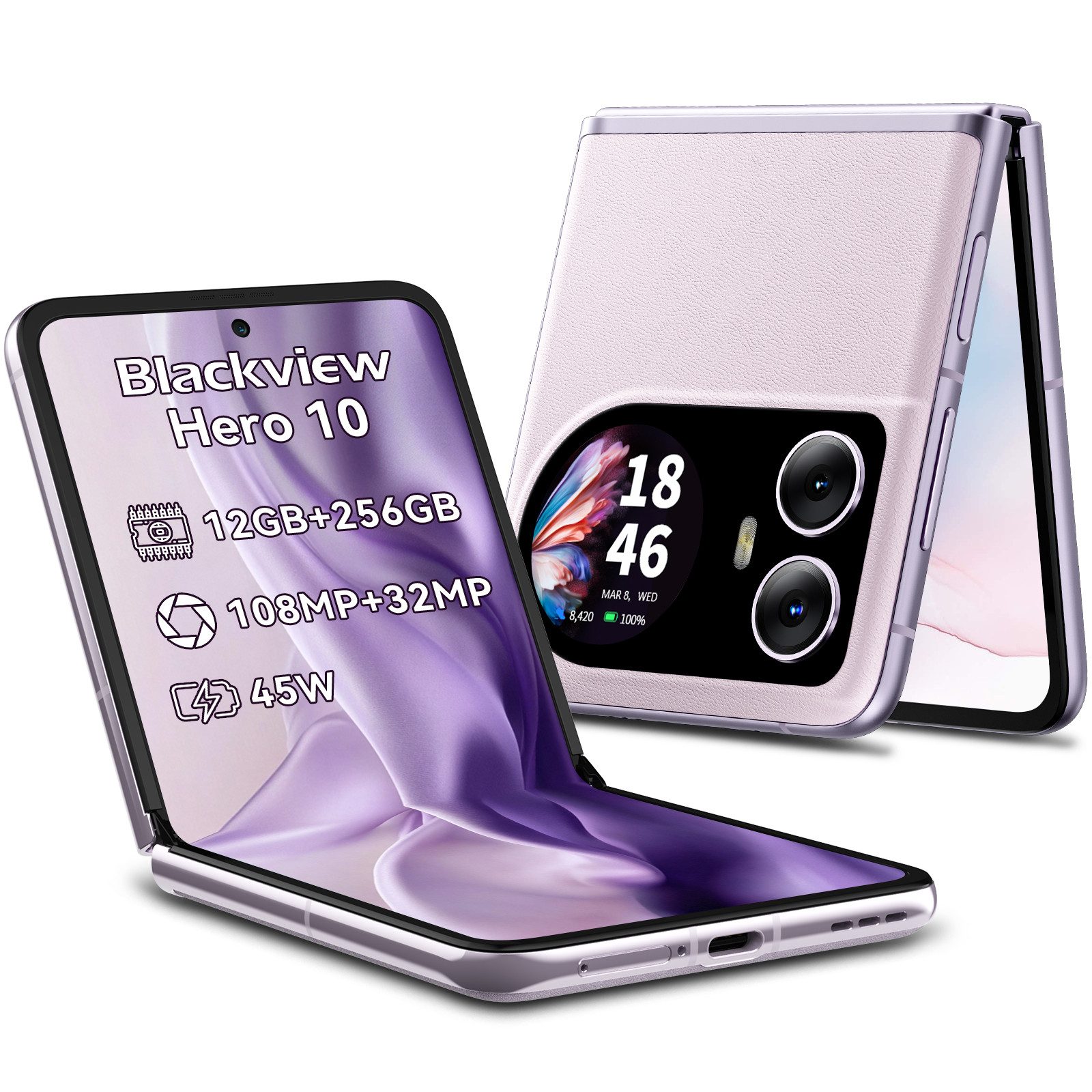 blackview Blackview Hero 10 klapp handy Ohne Vertrag Dual-Screen flip Smartphone (6.9 Zoll, 256 GB Speicherplatz, 108 MP Kamera, 6,9", 2,5K AMOLED, 108MP, 256GB, 4000 mAh/45W, NFC)
