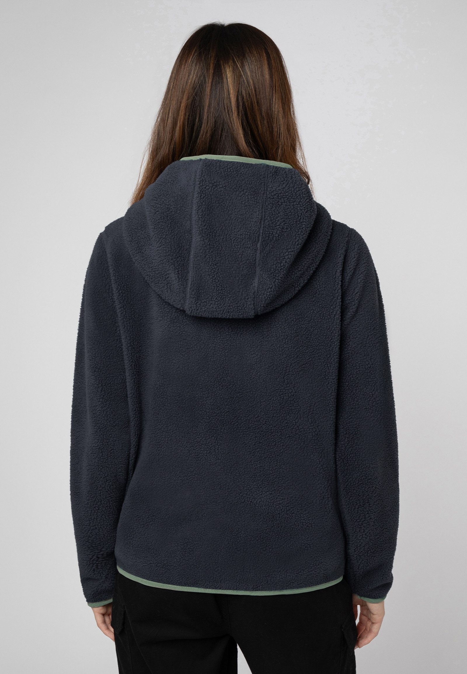 SUBLEVEL Fleecejacke Damen Teddyfleecejacke mit Brusttasche und Kapuze Fleecejacke Outdoorjacke Kuscheljacke