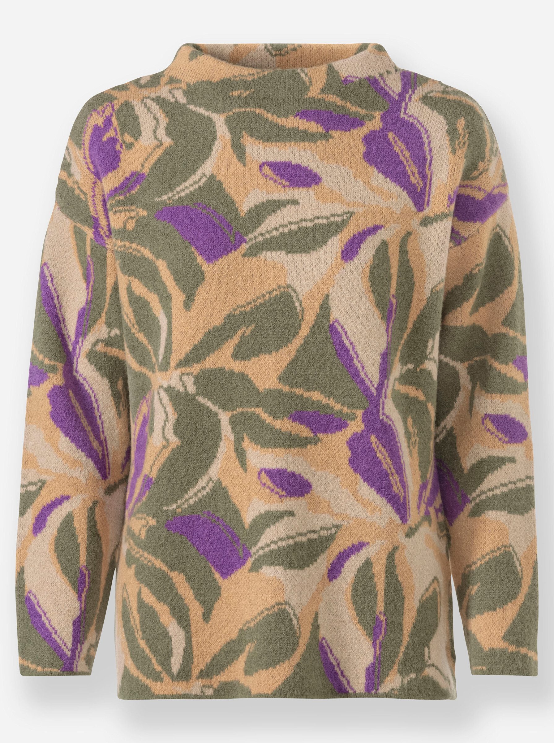 Strickpullover Jacquard-Pullover Langarm Jacquard