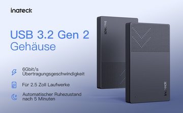 Inateck Festplatten-Gehäuse USB 3.2 Gen 2, für 2,5 Zoll SSDs HDDs, 6Gbps