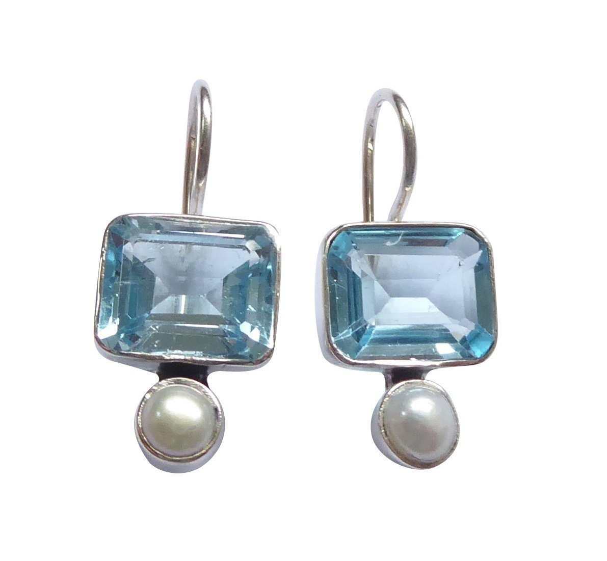 Paar Ohrhänger Trevi Topas (Silber) Süßwasserperle leuchtend Geschenk chic