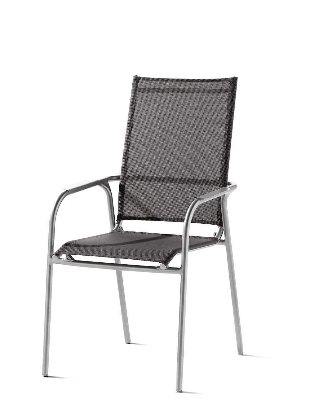 Gartenstuhl in Silbergrau, Kunstfasergewebe 
 - 58x100x62cm (BxHxT)